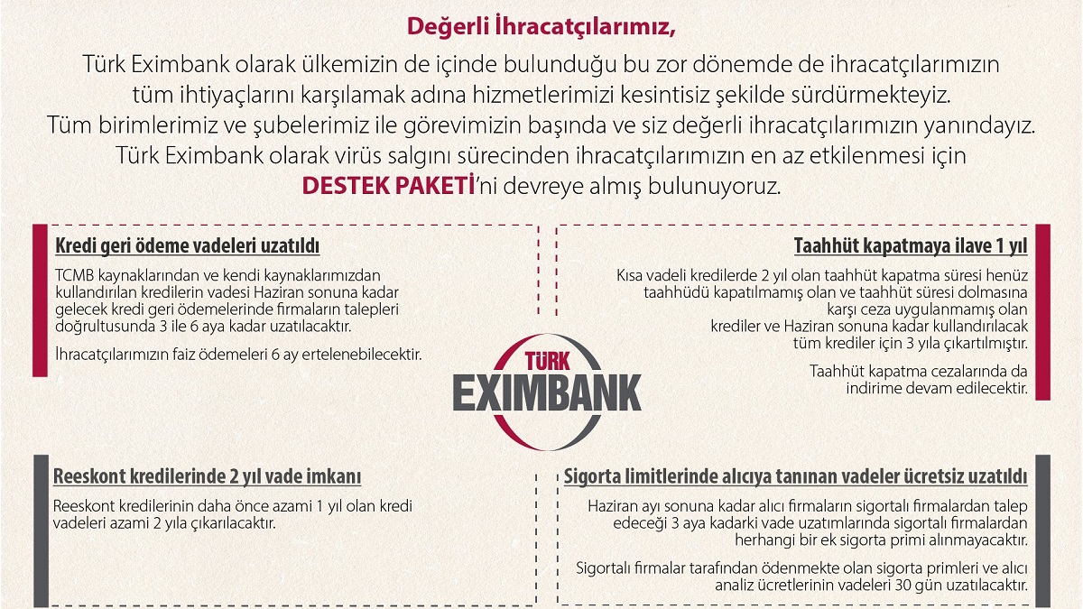 Türk Eximbank ekonomik destek paketini açıkladı